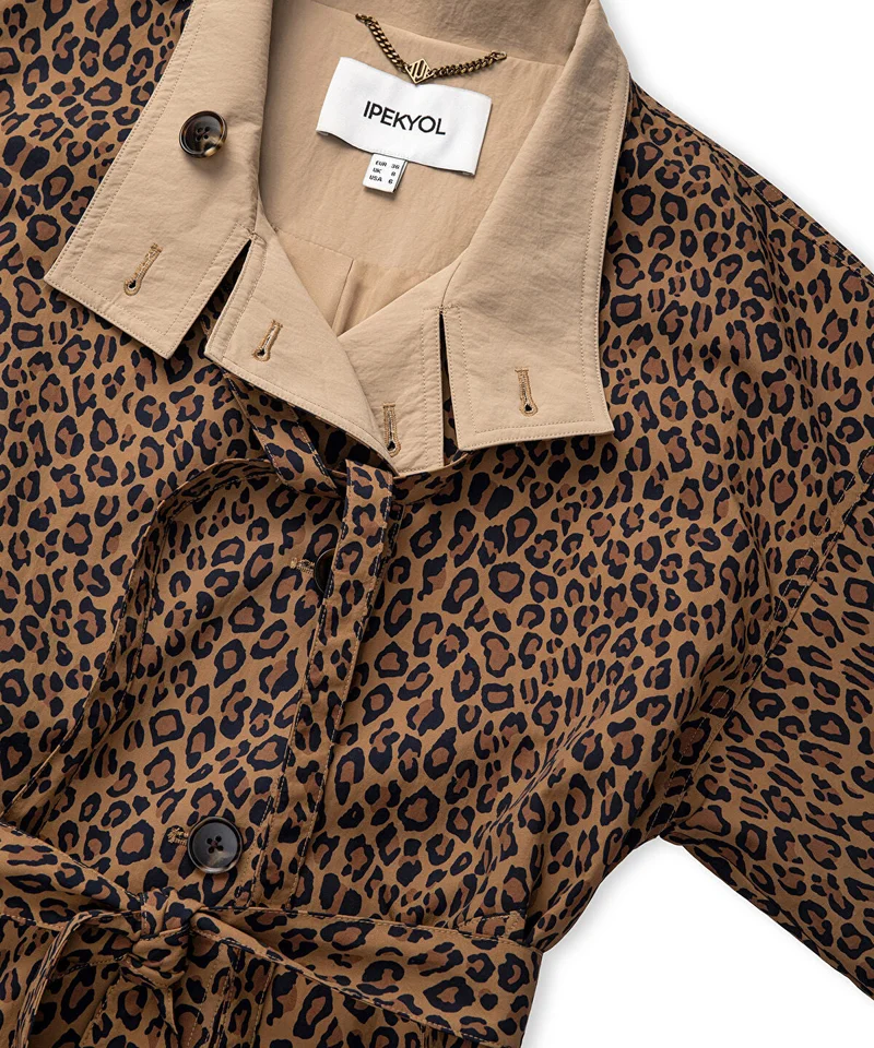 Ipekyol  Leopard Print Technical Trench Coat for Women | Best Price UAE