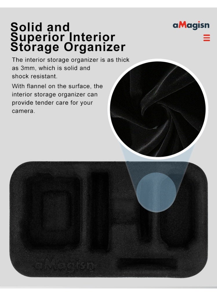 aMagisn حقيبة تخزين صغيرة لـ Insta360 GO3 / GO3S – غلاف صلب مقاوم للصدمات، بطانة قابلة للإزالة، مقاومة للماء، مناسبة لـ GoPro وX3 وONE RS، بحمل باليد أو الكتف（أبيض） - Image 4