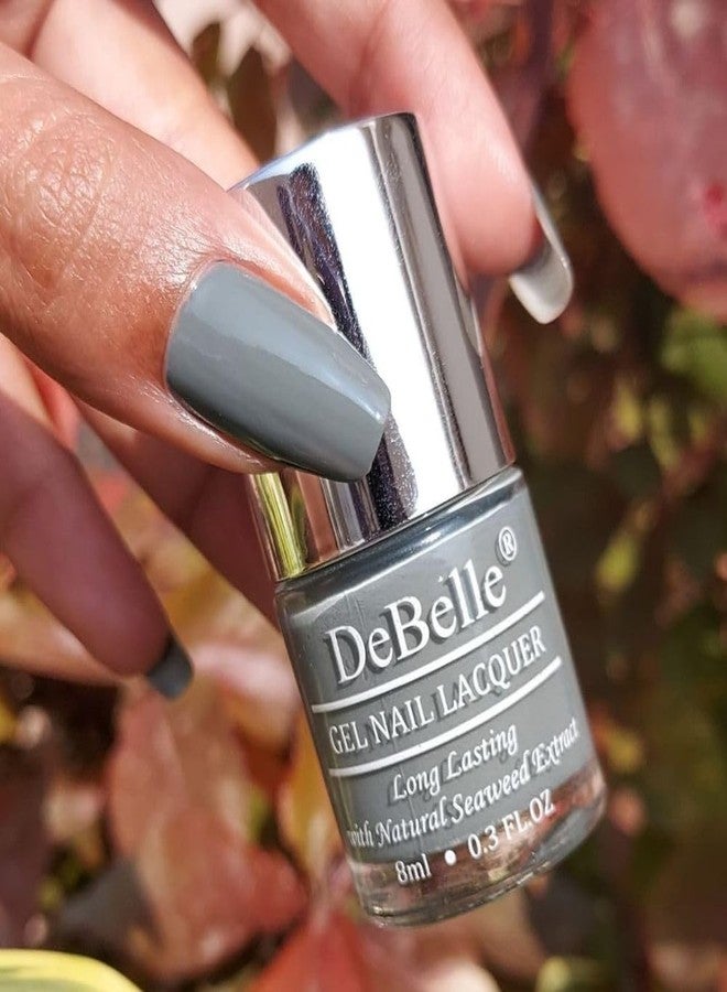 DeBelle Gel Nail Lacquers Combo set of 4 Peach Pear Pastels - Coco Bean(Light Brown), Maple Tan(Tan Brown), Green Olivia (Dark Olive Green), Slate Stone(Slate Grey) 32 ml (8ml Each) - Image 4