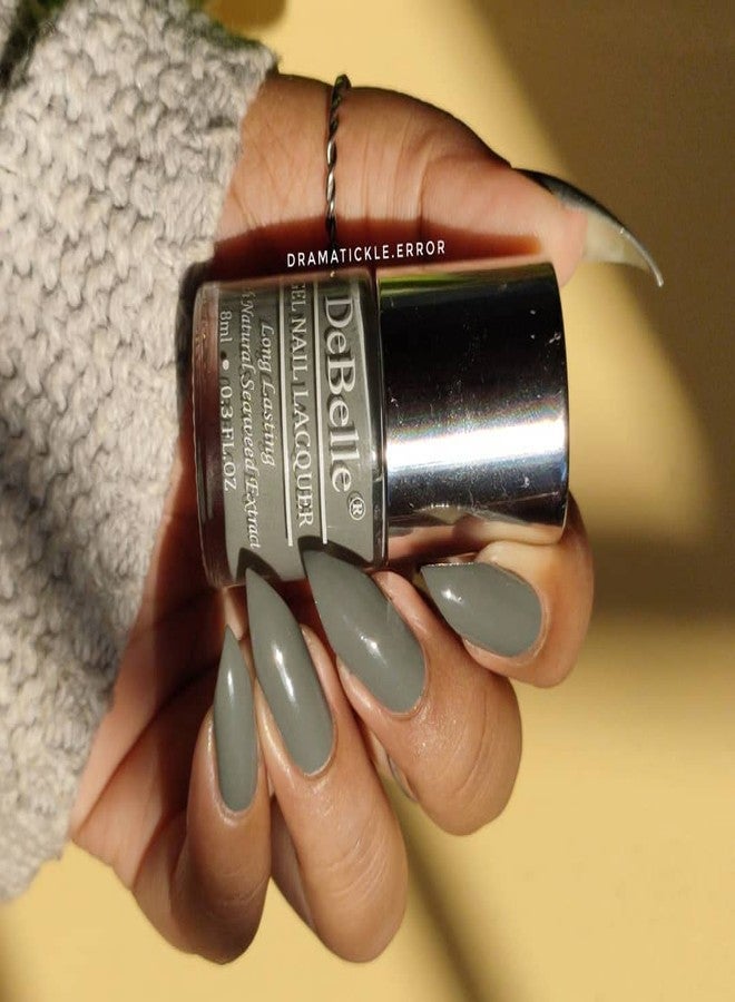 DeBelle Gel Nail Lacquers Combo set of 4 Peach Pear Pastels - Coco Bean(Light Brown), Maple Tan(Tan Brown), Green Olivia (Dark Olive Green), Slate Stone(Slate Grey) 32 ml (8ml Each) - Image 5