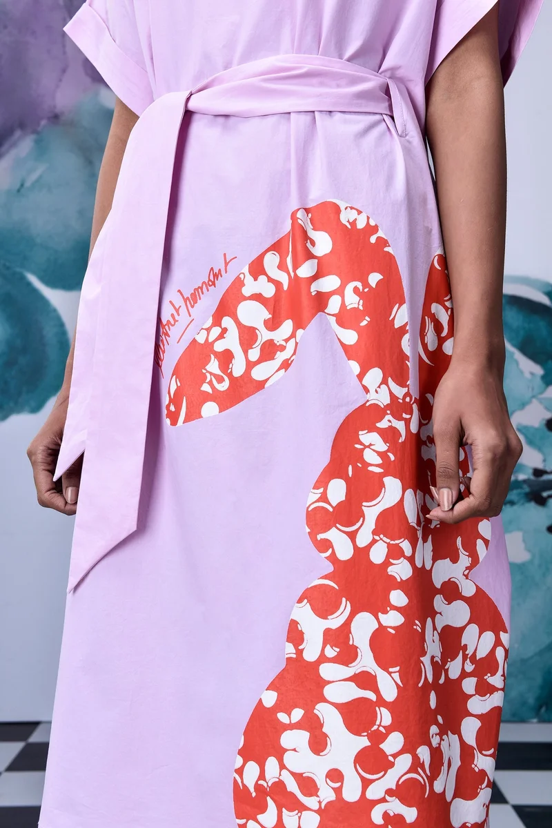 Genes Lecoanet Hemant Rabbit Texture Relax Fit Dress- Smoothie Pink