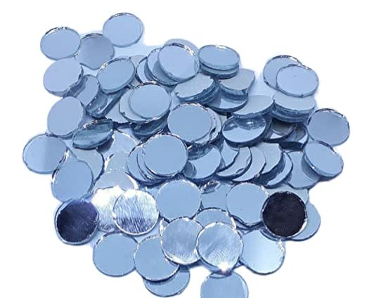 ZILZON ZILZON Round Mirror for Embroidery Works Mirror Craft Material Work Art Craft Size 2Cm Pack of 100 Pcs Color Silveruse of Decoration Work 