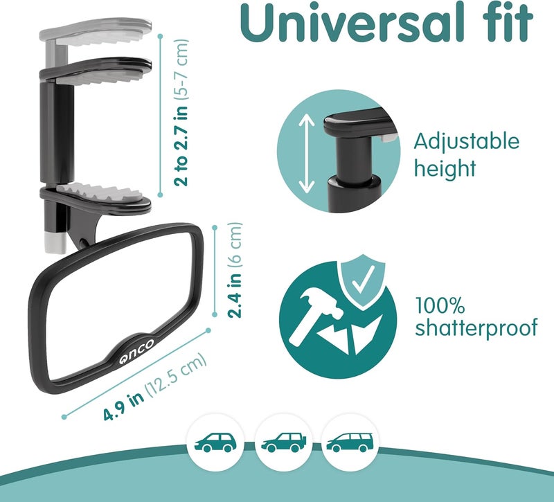 Onco Forward Facing Baby Car Mirror  Clip On Car Mirror for Baby 100 Shatterproof  Shakeproof Newborn Essentials - Image 5