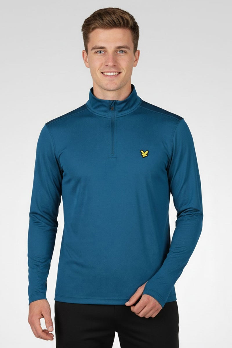Lyle & Scott تي شيرت تدريب طويل الأكمام للرجال، رياضي، بترولي - Image 1