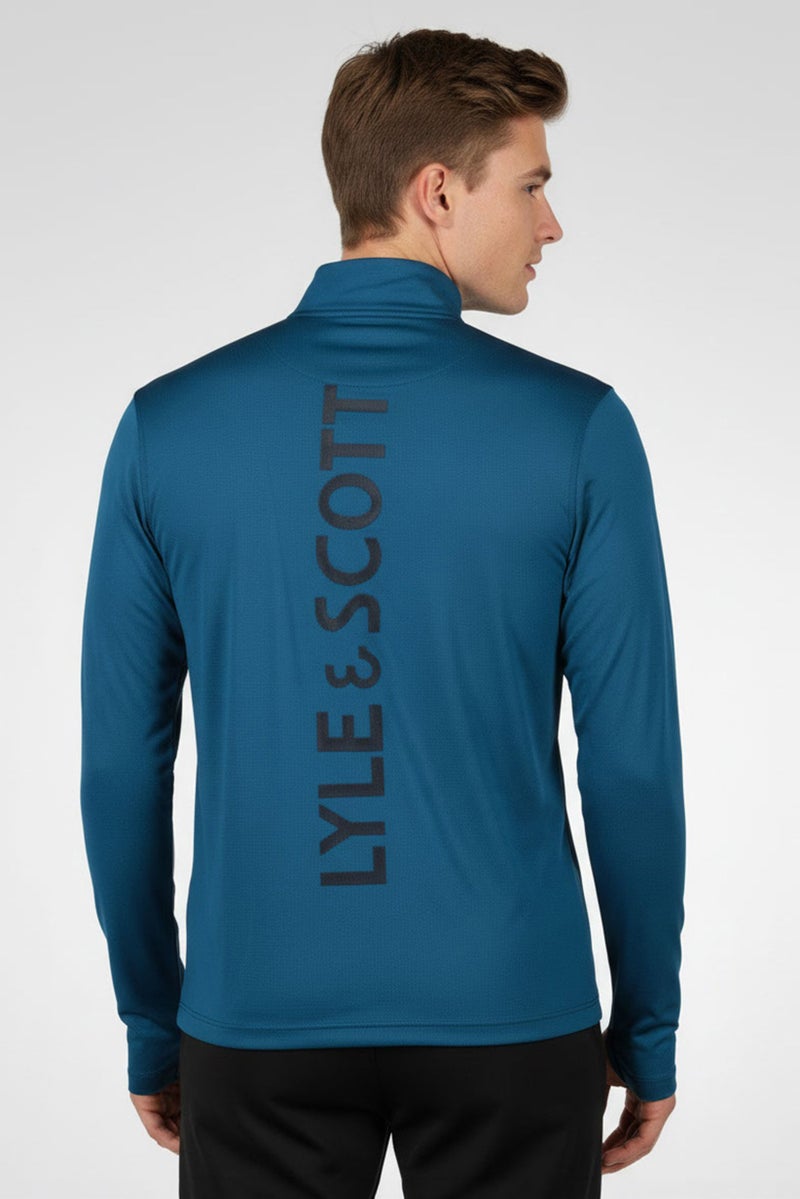 Lyle & Scott تي شيرت تدريب طويل الأكمام للرجال، رياضي، بترولي - Image 4