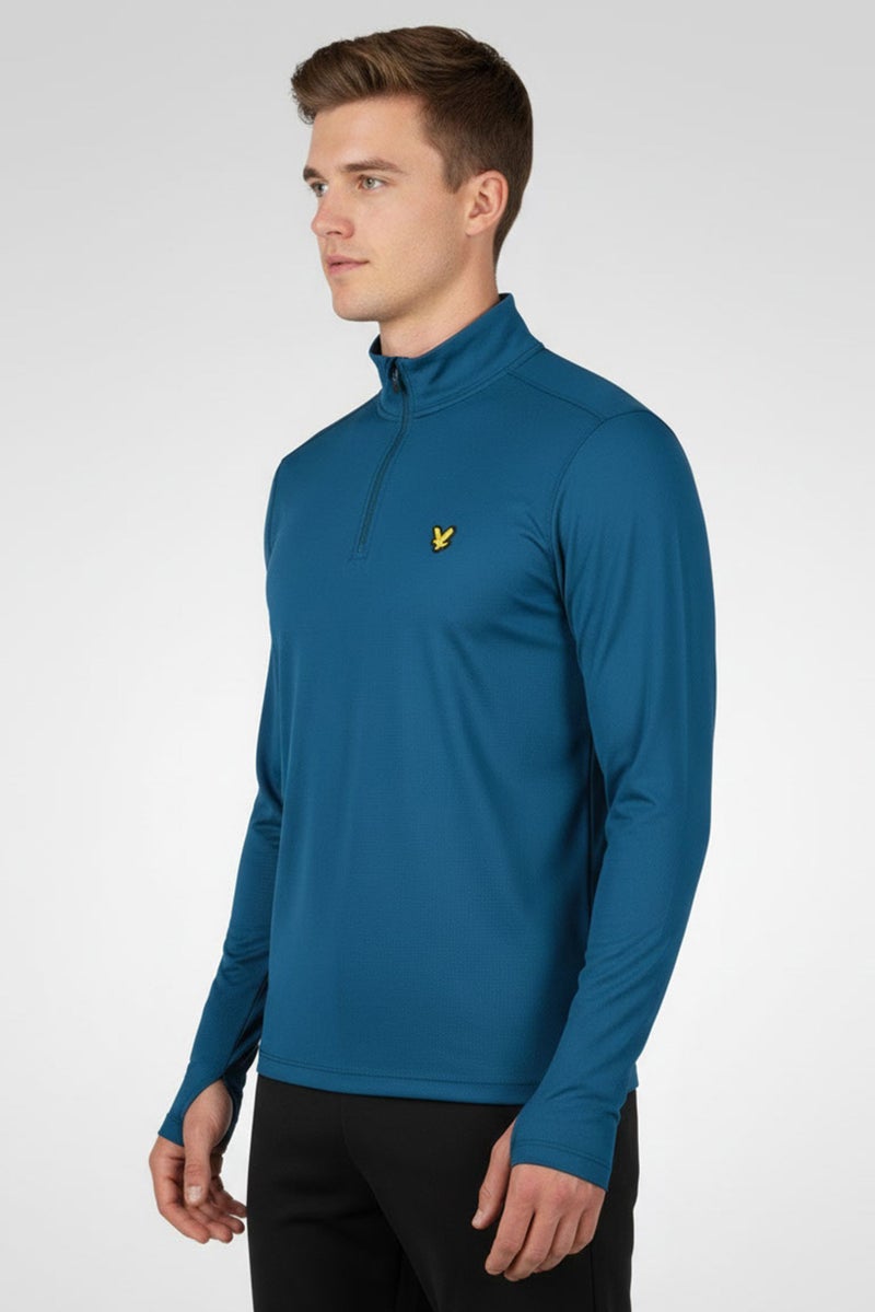 Lyle & Scott Men Sportswear Fit Long Sleeve Training Jersey, Petrol - Image 4