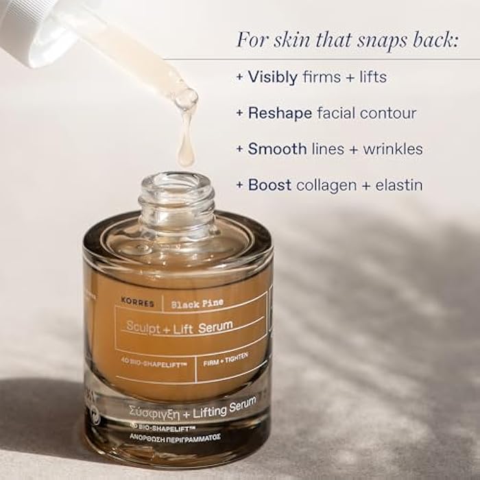 Korres Black Pine Sculpt & Lift Face Serum, Daily Facial Serum for Women & Men, Tightening & Hydrating for Fine Lines & Wrinkles, Supports Collagen & Elastin, 1.01 fl oz, Stocking Stuffer - Image 2