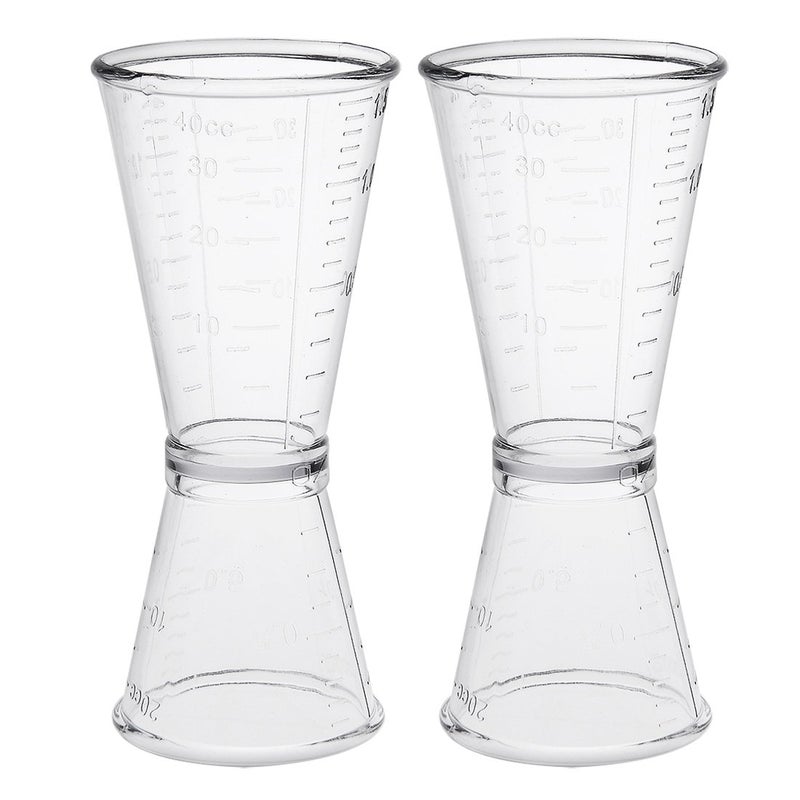 uxcell 2 Pcs Double Clear Jigger Plastic Measure Cup for Bar Party Kitchen Tool 40ml20ml