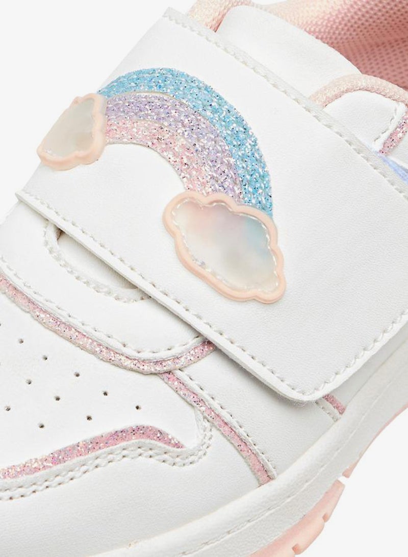 JUNIORS Girls Rainbow Embellished Hook & Loop Sneakers - Image 4