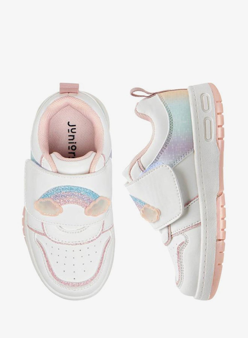 JUNIORS Girls Rainbow Embellished Hook & Loop Sneakers - Image 2