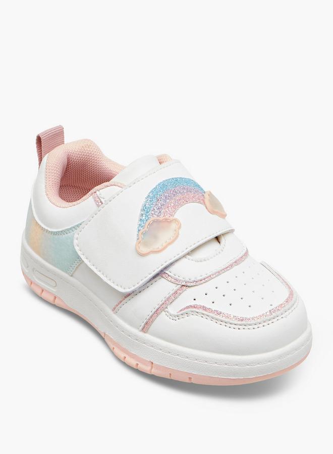 JUNIORS Girls Rainbow Embellished Hook & Loop School Sneakers - Image 2