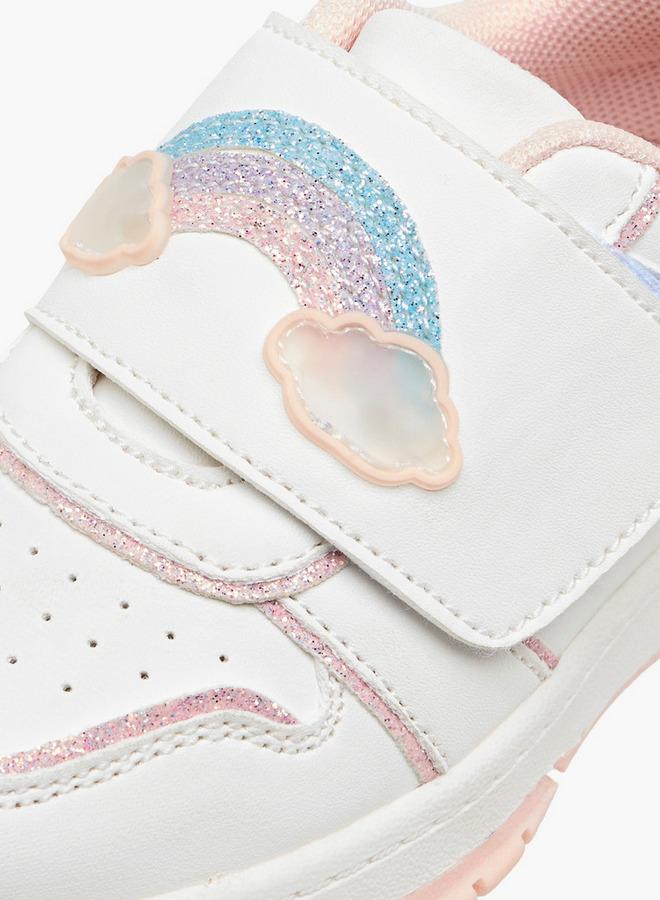 JUNIORS Girls Rainbow Embellished Hook & Loop School Sneakers - Image 4