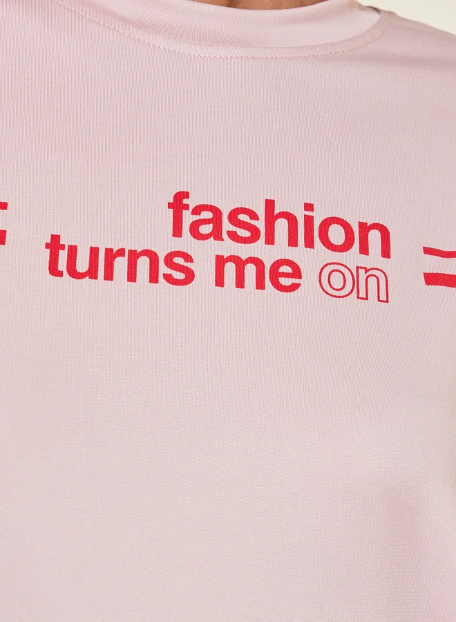Take Two Slogan Print Round Neck T-Shirt