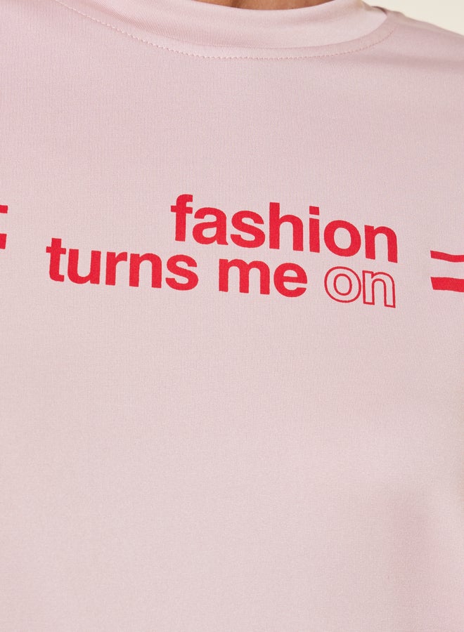 Take Two Slogan Print Round Neck T-Shirt - Image 4