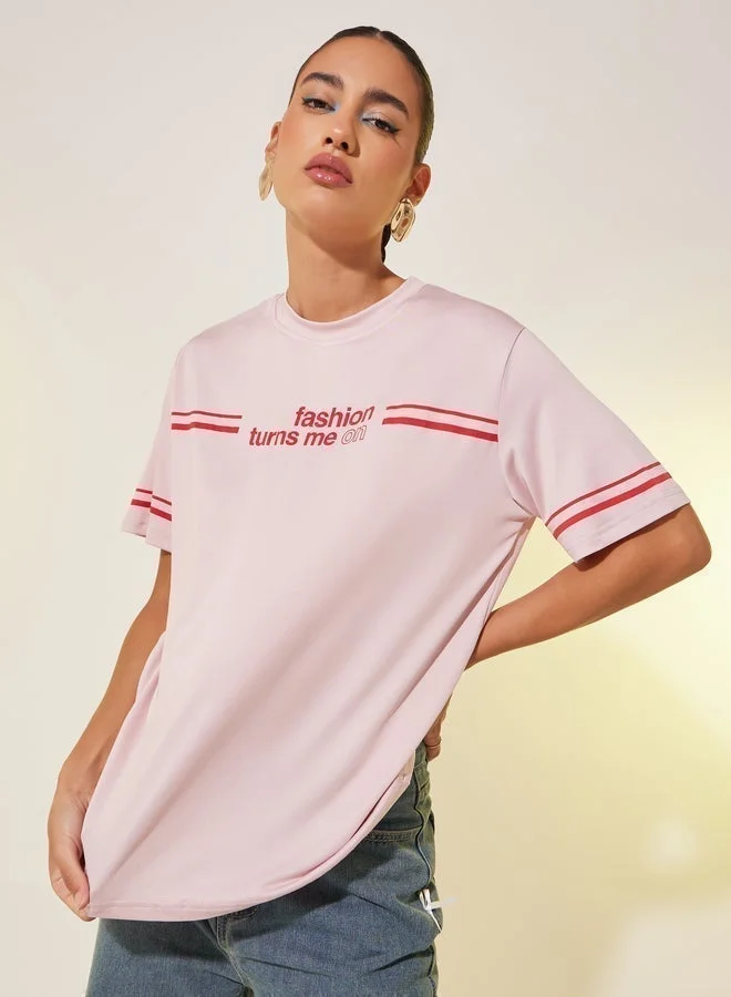 Take Two Slogan Print Round Neck T-Shirt