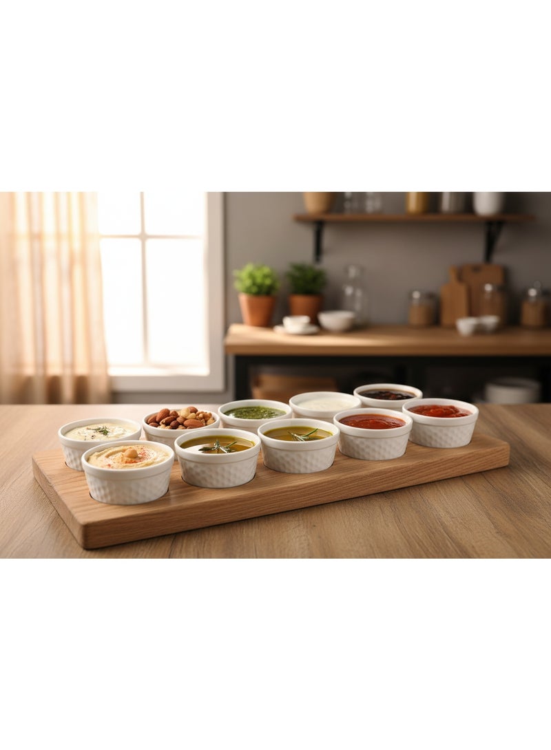 AKDC Ceramic Bowl Set of 8 | 3.5oz Ramekin | Diamond Quilted Texture | Condiment & Dessert Bowls - Image 2