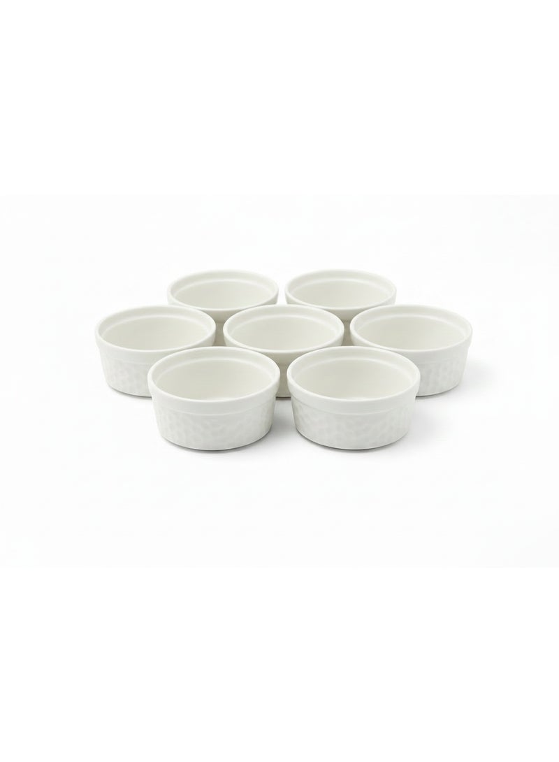AKDC Ceramic Bowl Set of 8 | 3.5oz Ramekin | Diamond Quilted Texture | Condiment & Dessert Bowls - Image 3