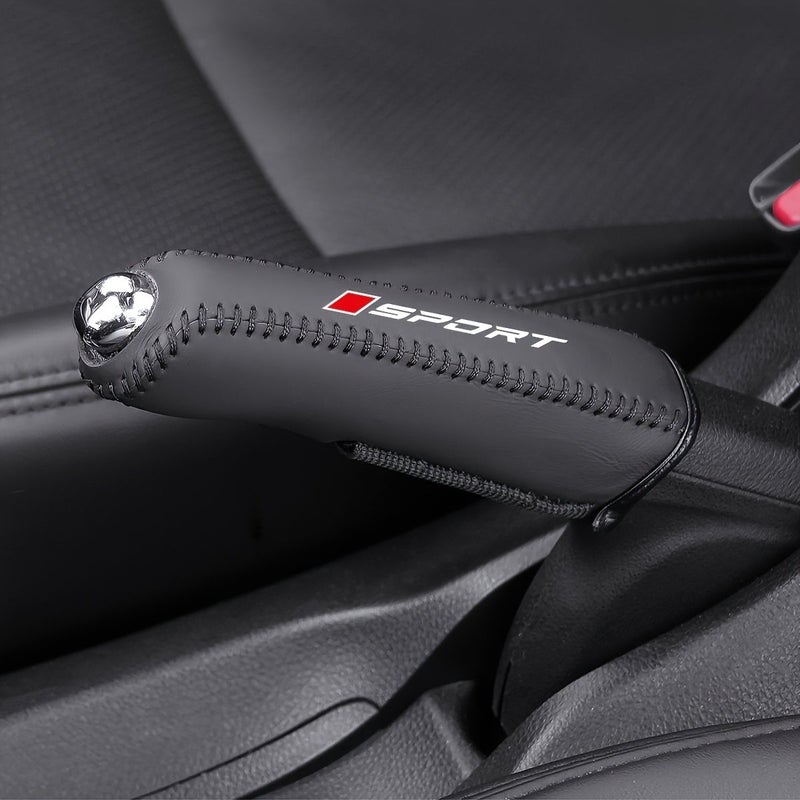 Black and Red Faux Leather Car Handbrake Cover Lever Protector - Image 1