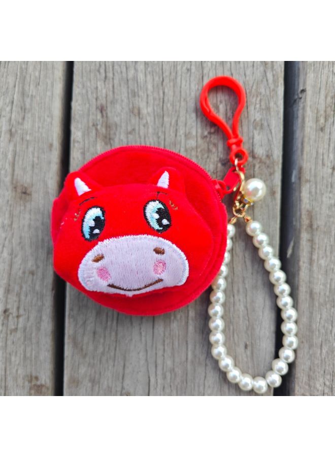 Cartoon Plush Crying Horse Bead Chain Coin Purse, Funny Expression Smiling Horse Coin Purse, Multifunctional Storage Mini Wallet