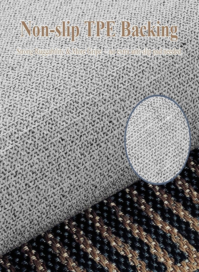 LIVEBOX Easy Jute Indoor Outdoor Rug 3x5 Front Porch, Black Striped Washable Outdoor Rugs for Entryway Living Room, Tan Non Slip Rug Geometri Carpet Door Mat for Entry Front Door, Kitchen, Bedroom - Image 5