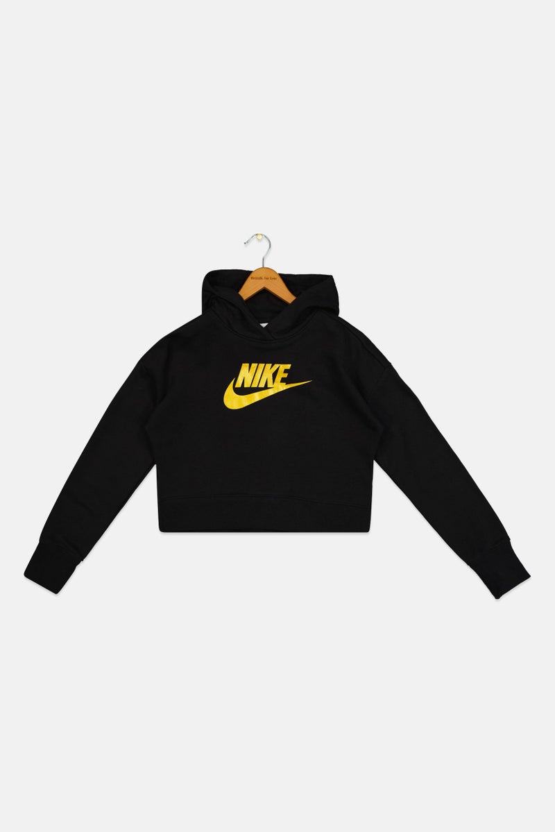 Nike Kids Girl Sportswear Fit Long Sleeve Training Hoodie, Black - Image 2