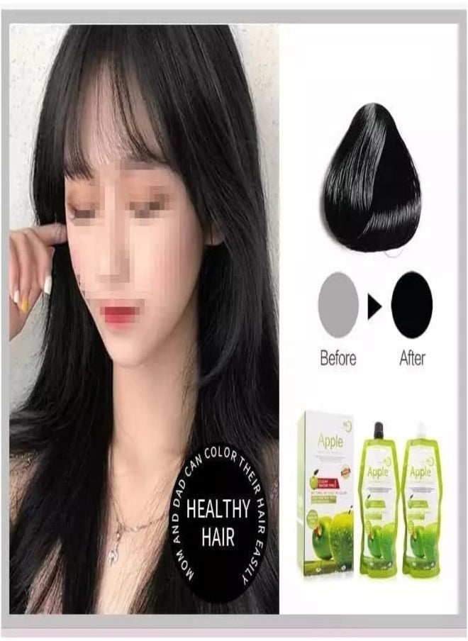 Apple - Apple Ammonia-Free Black Hair & Beard Dye – 500ml+500ml | Long-Lasting Color with Apple Fruit Extract - Image 1