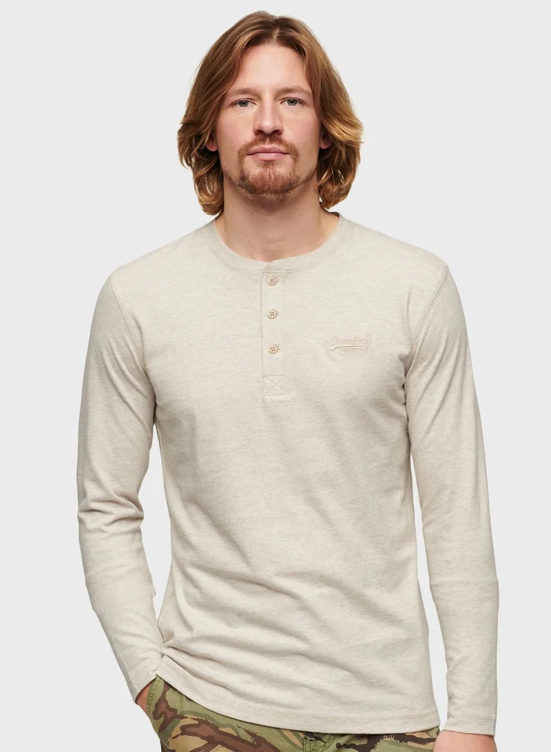سوبر دراي Logo Embroidered Henley T-Shirt