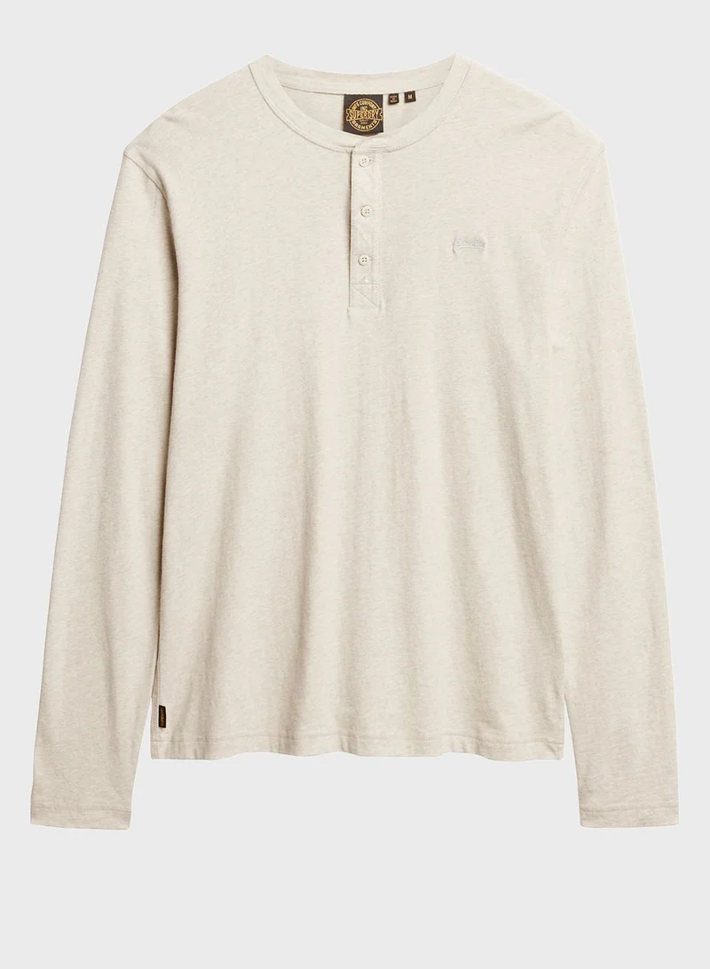 سوبر دراي Logo Embroidered Henley T-Shirt