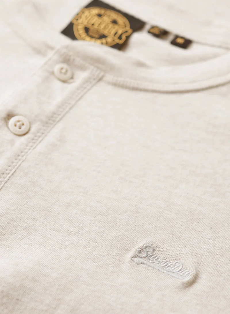 سوبر دراي Logo Embroidered Henley T-Shirt