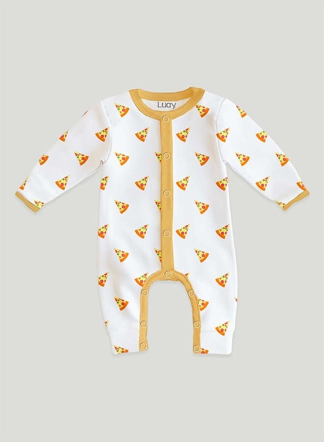 LUAY 100% Cotton Full Sleeves Pizza Printed Baby Romper,Bodysuit Jumpsuit for Baby Girls & Baby Boy - Image 1
