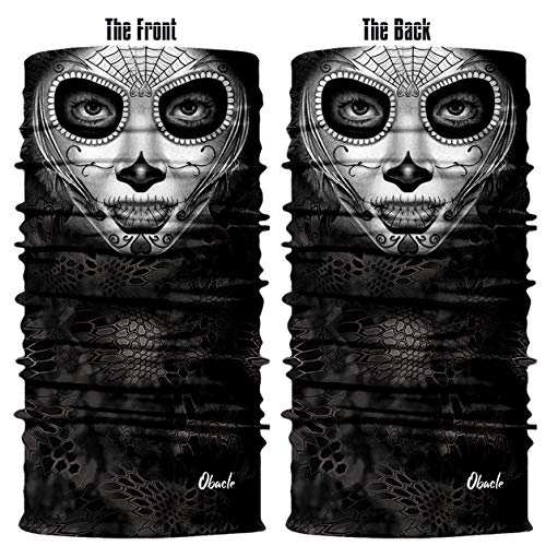 Obacle Sun Dust Wind Protection Tube Bandana Skull Skeleton Face Mask for Men Women - Bike Riding, Motorcycle, Fishing, Cycling - Gray Face Slim - Image 3
