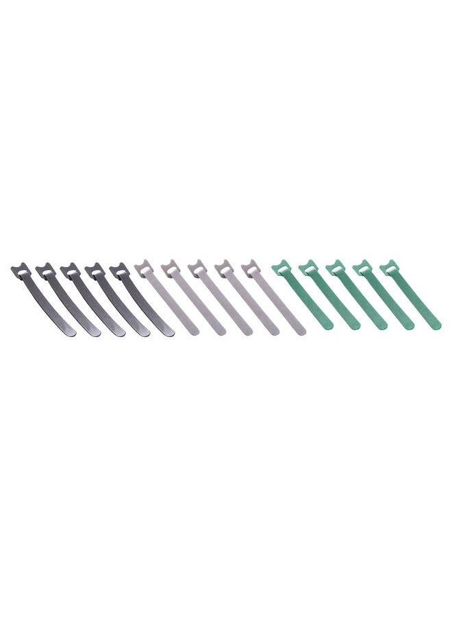 Thoraya 15PCS Cable Organizer with Hook and Loop High Strength Nylon Reusable Wire Management Ties for Home Use Black Green Gray S Size 14.5x1.1x15cm  - Image 3
