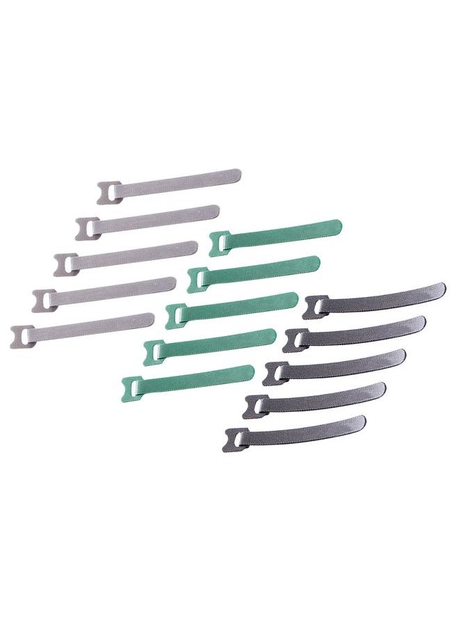 Thoraya 15PCS Cable Organizer with Hook and Loop High Strength Nylon Reusable Wire Management Ties for Home Use Black Green Gray S Size 14.5x1.1x15cm  - Image 2