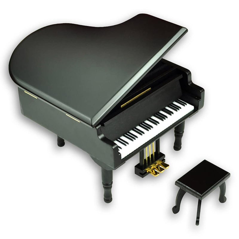 BinkeGG Black Wooden Wind up Grand Piano Music Box with Sankyo Musical Mechanism Tune: You are My Sunshine - Image 1