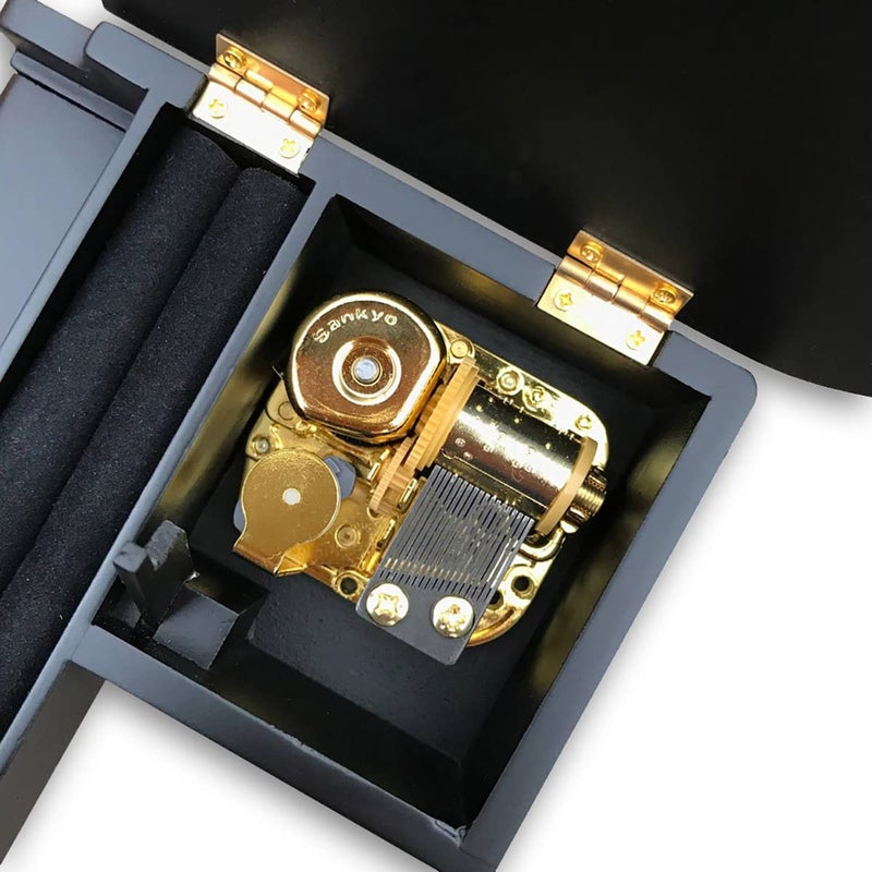 BinkeGG Black Wooden Wind up Grand Piano Music Box with Sankyo Musical Mechanism Tune: You are My Sunshine - Image 4