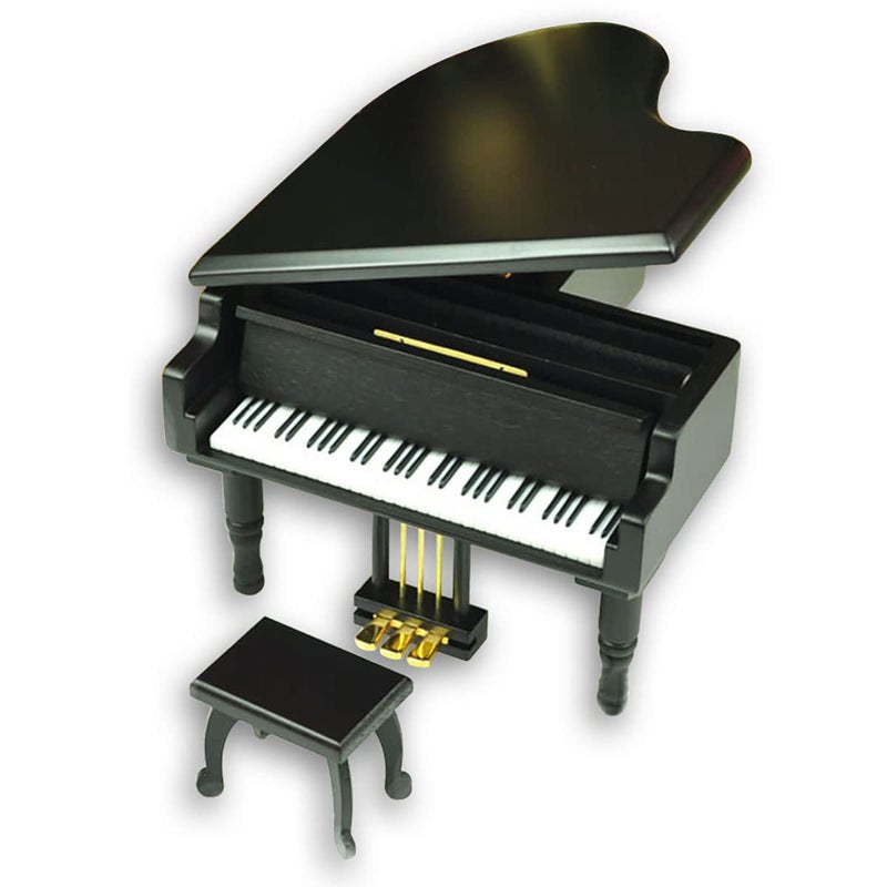 BinkeGG Black Wooden Wind up Grand Piano Music Box with Sankyo Musical Mechanism Tune: You are My Sunshine - Image 2