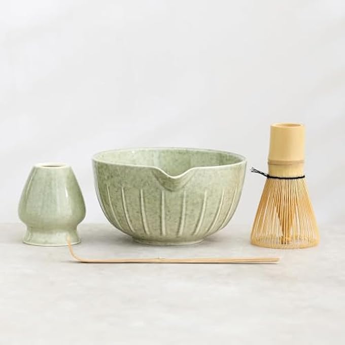 TAME Matcha Whisk Set Japanese Tea Set Includes Matcha Bowl With Spout Matcha Whisk Holder Bamboo Whisk And Scoop Ceramic Matcha Kit For Traditional Japanese Tea Ceremony - Image 2