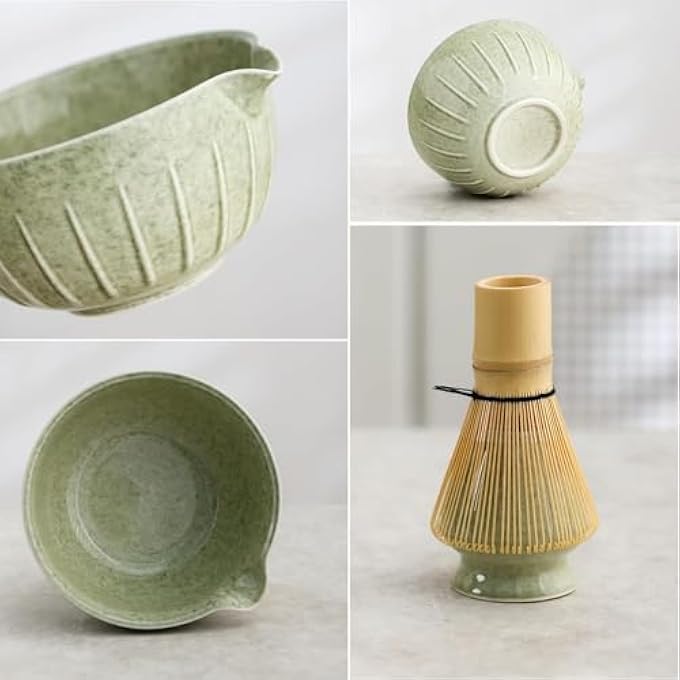 TAME Matcha Whisk Set Japanese Tea Set Includes Matcha Bowl With Spout Matcha Whisk Holder Bamboo Whisk And Scoop Ceramic Matcha Kit For Traditional Japanese Tea Ceremony - Image 4