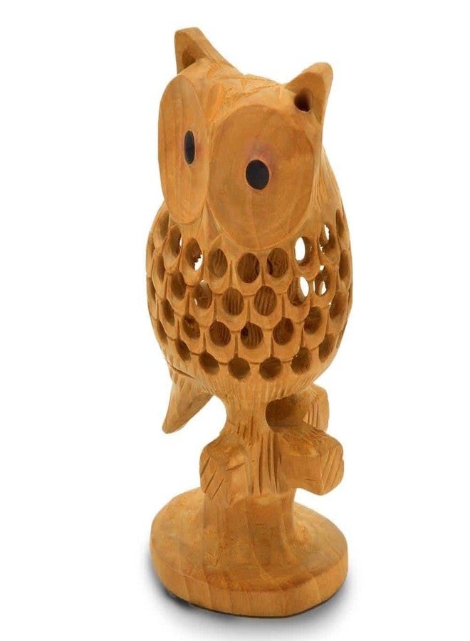 Creative Studio Good Luck Sign Wooden Owl Sitting Tree Branch - Image 2