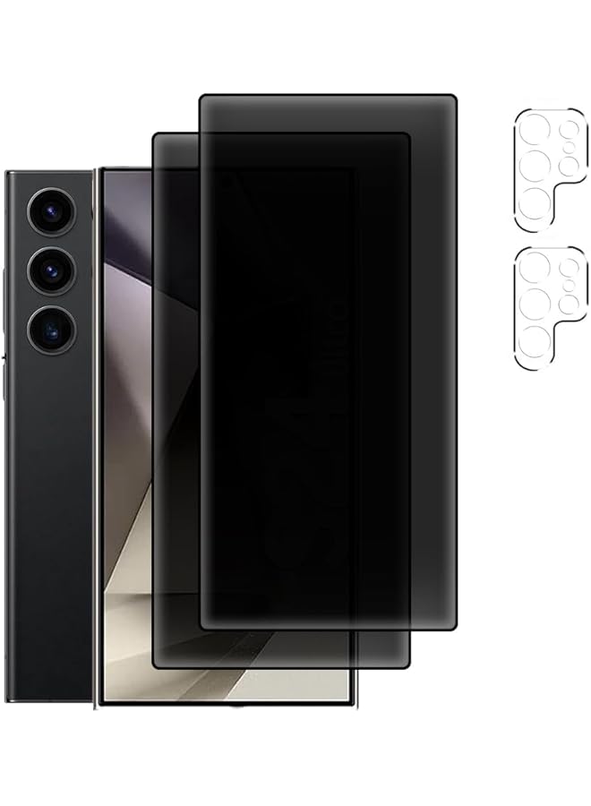 إيروريكس 2 Plus 2 فيلم الخصوصية متوافق مع Samsung Galaxy S24 Ultra واقي شاشة الخصوصية وواقي عدسة الكاميرا مضاد للتجسس 9H زجاج مقوى تغطية كاملة لهاتف S24 Ultra - Image 1