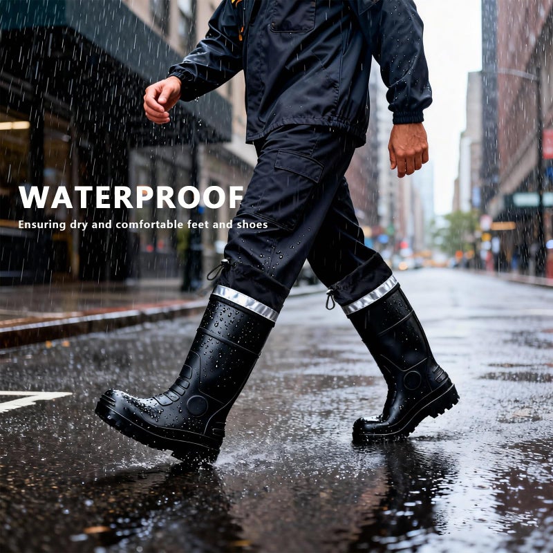 E KAINI Mens Rain Boots Knee High Waterproof Boot with PVC Rubber Mud Boots for Men, Comfort Lightweight Gardening Fishing Shoes for Yard Farm Outdoor Work - Image 3