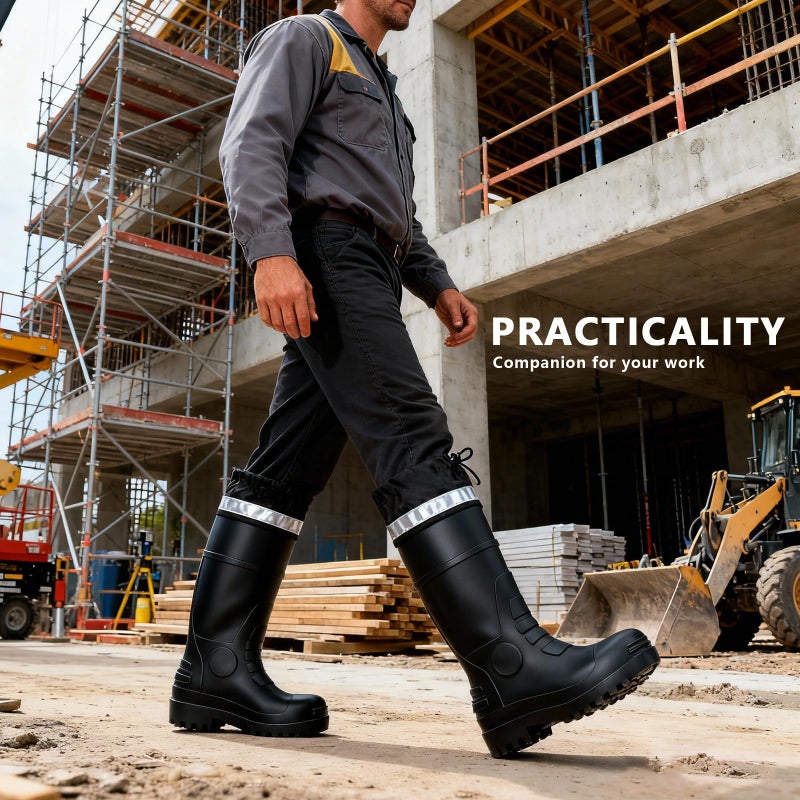 E KAINI Mens Rain Boots Knee High Waterproof Boot with PVC Rubber Mud Boots for Men, Comfort Lightweight Gardening Fishing Shoes for Yard Farm Outdoor Work - Image 5