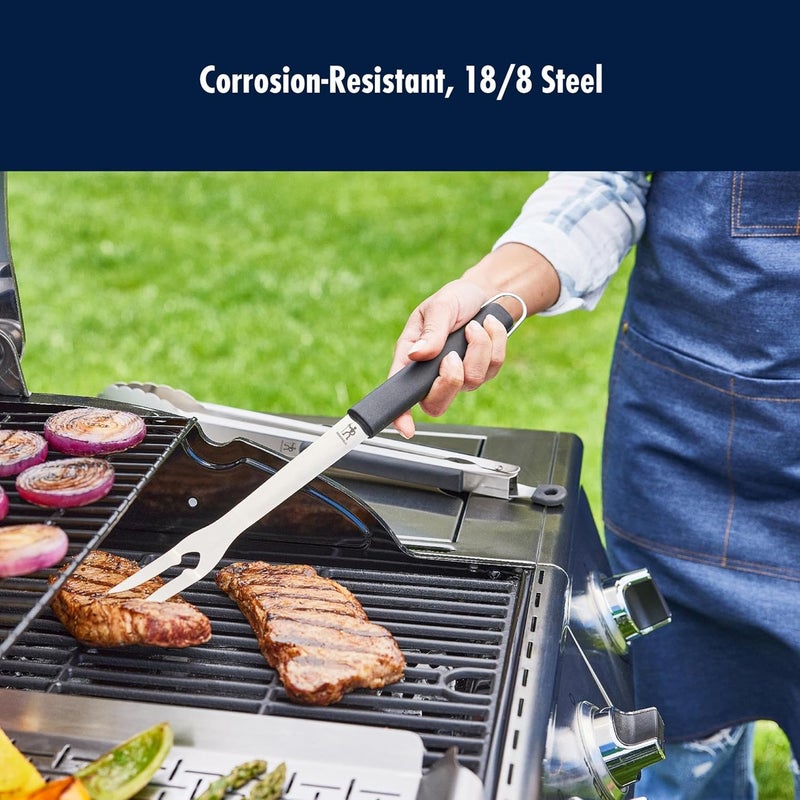 HENCKELS شوكة شواء BBQ، شوكة لحوم متينة من الفولاذ المقاوم للصدأ للشواء والتحمير والتقطيع، أداة شواء بمقبض طويل للطهي الخارجي والمدخن والتخييم والهدايا - Image 3
