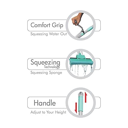 QUALIZA Head Roller Mop with Hand Squeeze Feature 54 Inch Length for HomeBathroomKitchenTileHardwoodHouse Floors - Image 5