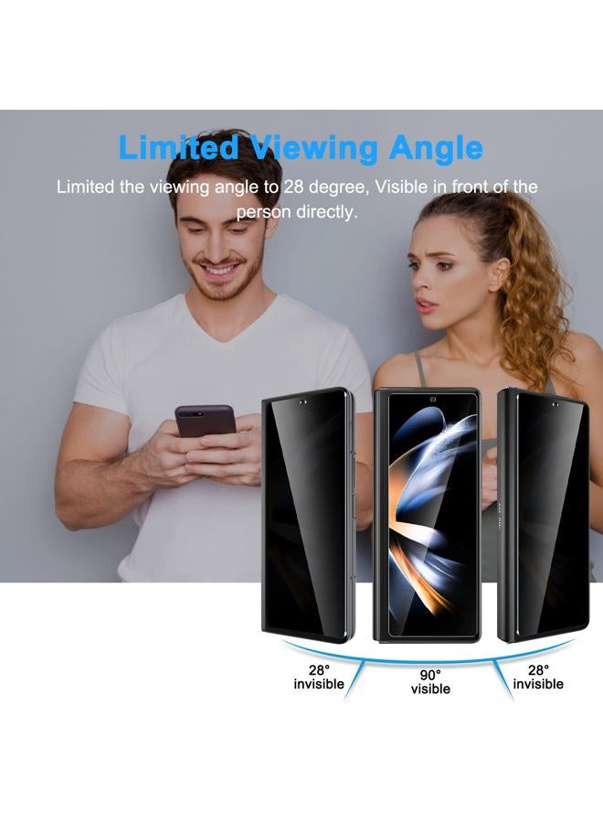 LYWHL Privacy Anti Spy Tempered Glass Front Protective Screen Protector for Galaxy Z Fold 4 5G 6.2in - Black, Pack of 2 - Image 2