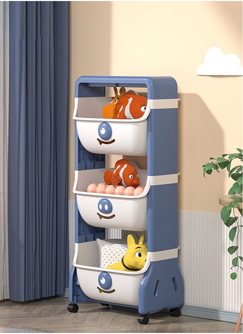 Kids Toy Organizer 3-Layer Plastic Children Toys Storage Rack Removable Storage Box Baskets with Wheels