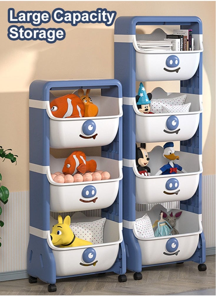 Kids Toy Organizer 3-Layer Plastic Children Toys Storage Rack Removable Storage Box Baskets with Wheels