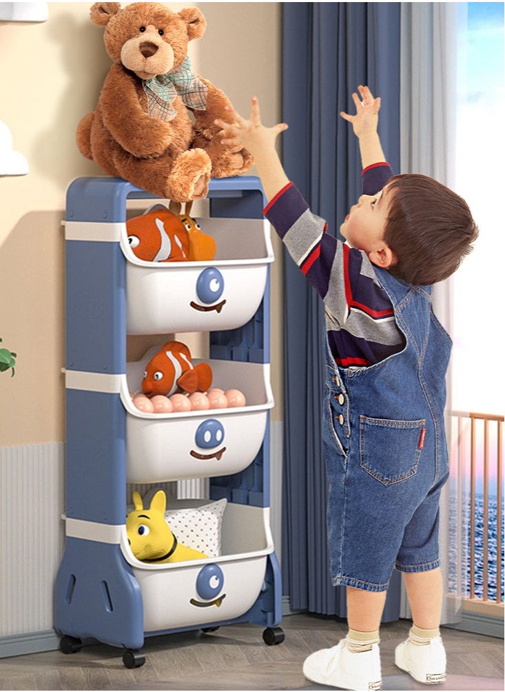Kids Toy Organizer 3-Layer Plastic Children Toys Storage Rack Removable Storage Box Baskets with Wheels