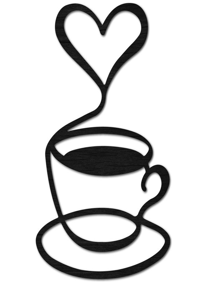 ديكور حائط خشبي على شكل كوب قهوة من CREATCABIN، لوحة جدارية سوداء على شكل كوب قهوة، ديكور معلق، لوحة قهوة ريفية على شكل قلب مقطوعة بالليزر، مناسبة لمطبخ المزرعة، ديكور منزلي شخصي يمكنك صنعه بنفسك، مقاس 12 × 8 بوصة - Image 1