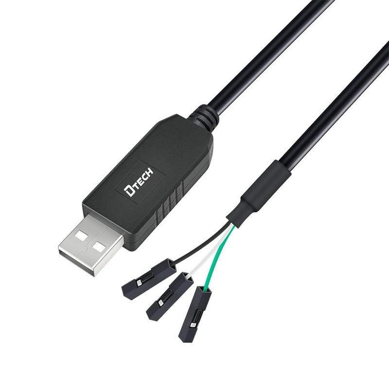 D-tech USB to TTL Serial Cable 3.3V 3 Pin TX RX Signal UART Adapter Debug Cord Compatible with Windows 11 10 8 7 Linux MAC OS Genuine FT232RL Chip 3Pin 3v3 2.54mm Dupont Female Header (1.8M) - Image 1
